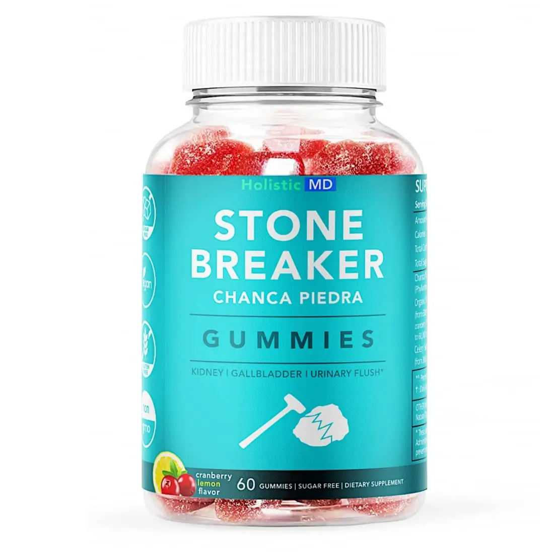 Holistic MD Stone Breaker Chanca Piedra 1,500mg Gummies Kidney Stones Cleanse Gallbladder Formula | Plus Cranberry Extract Might Help Urinary Tract Flush Impurities | Fast Absorption Sugar Free 60ct Holistic MDBuy Supplements Australia