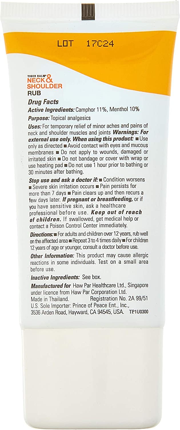 Tiger Balm Neck and Shoulder Rub 1.76 oz. Tiger BalmBuy Supplements Australia