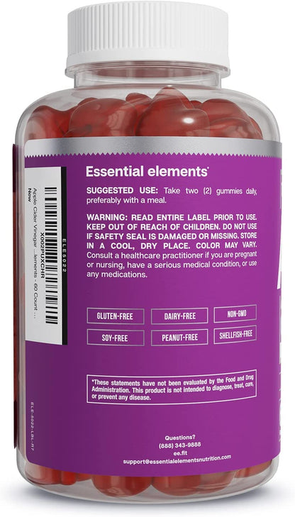 Essential Elements Apple Cider Vinegar Gummies from The Mother - Naturally-Sourced Essential ElementsBuy Supplements Australia