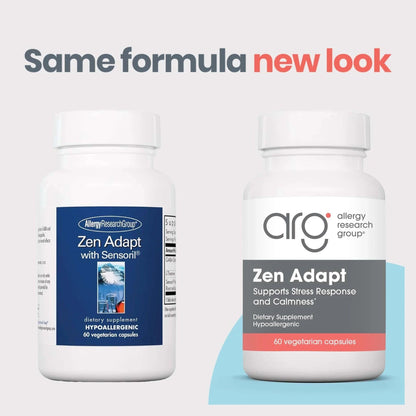 NutriCology ZenMind Adapt - 200 mg L-Theanine, 125 mg Ashwagandha & 550 mg GABA - Supports Stress Response and Calmness - Vegetarian Capsules - Hypoallergenic Formula - 30 Servings - 60 Capsules Allergy Research GroupBuy Supplements Australia
