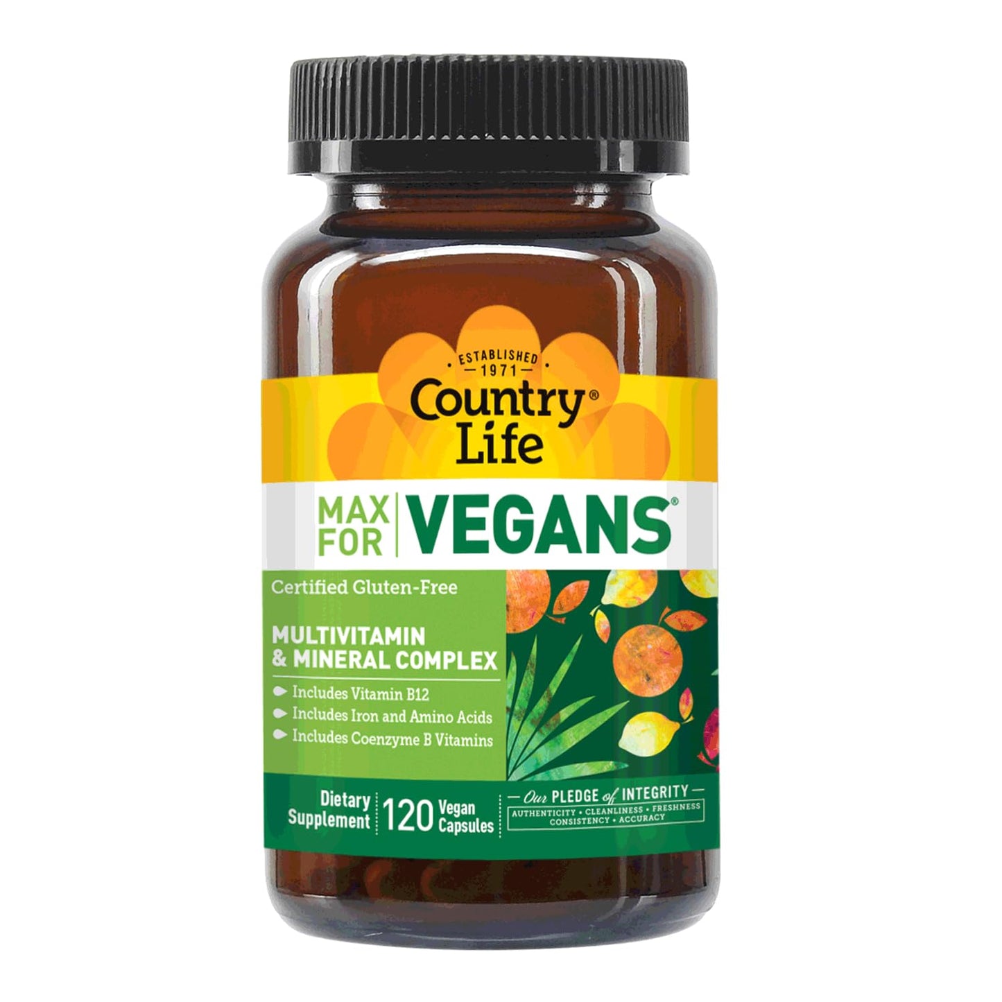 Country Life Max for Vegans - 120 Vegan Capsules - Daily Multivitamins - Immune Support Supplement - Contains Vitamin B12, Iron, Amino Acids, Coenzyme B Vitamins - Gluten-Free Country LifeBuy Supplements Australia