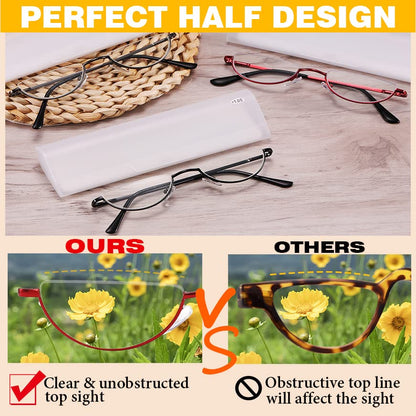 Yiwaeye 3 Pack Half Moon Reading Glasses Anti Blue Light UV, Half Frame Semi Lens Slim YiwaeyeBuy Supplements Australia