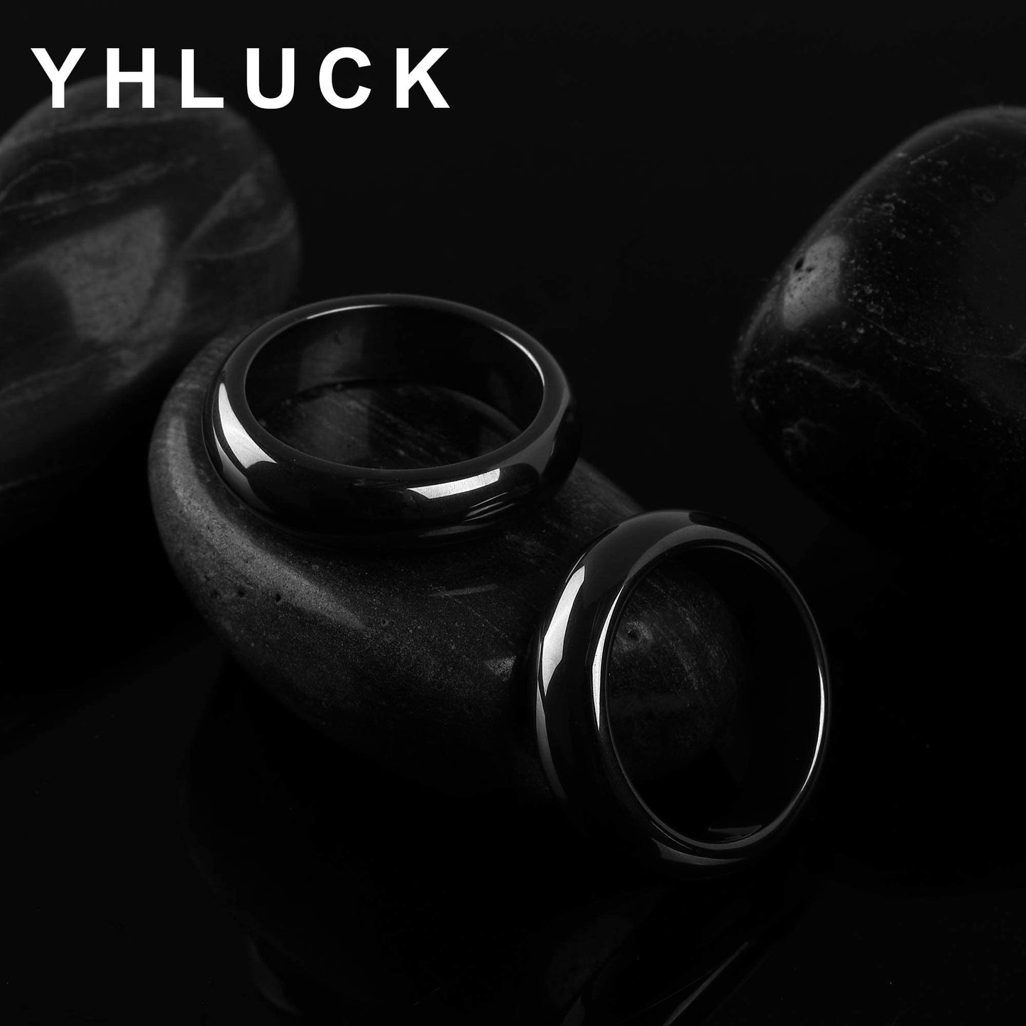 2PCS Genuine Hematite Ring for Women Men Unisex, Black Hematite Stone Ring Anxiety Balance YhluckBuy Supplements Australia