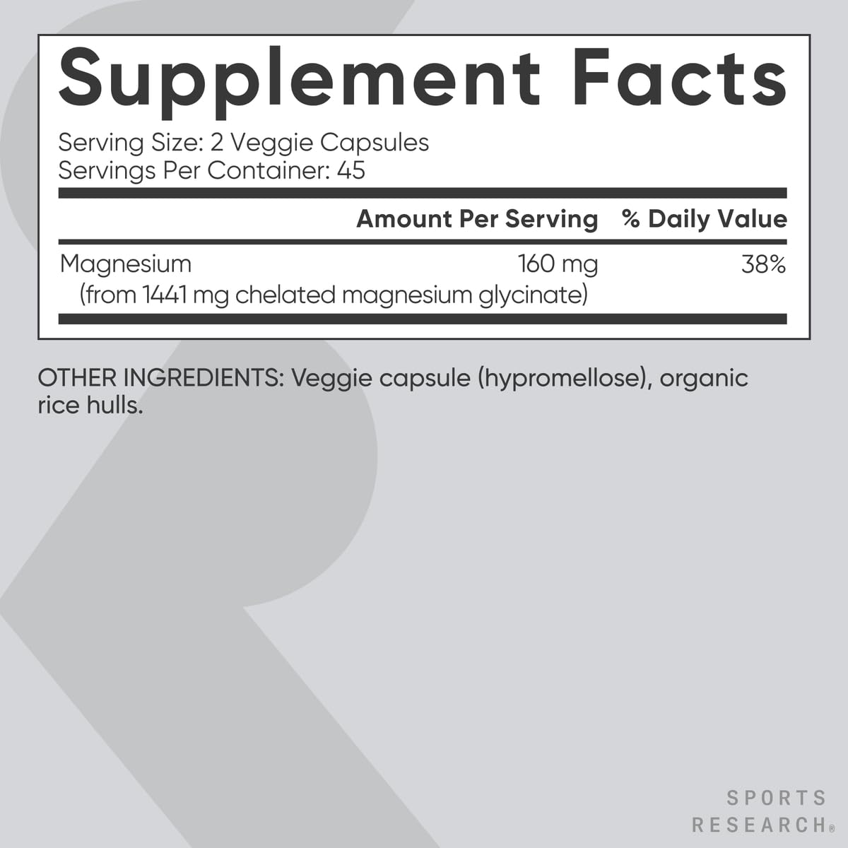 Sports Research® Magnesium Glycinate - Supports Restful Sleep & Enzymatic Processes - 160 mg Chelated Magnesium - Vegan Capsule - 90 Count Sports ResearchBuy Supplements Australia