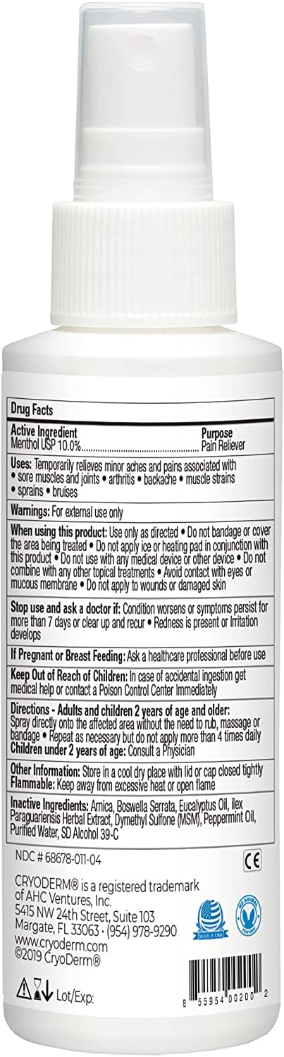 CryoDerm 4 oz Spray Cold Therapy (6 Pack) CryoDermBuy Supplements Australia