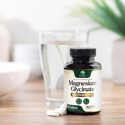 Magnesium Glycinate 500mg Per Serving - High Absorption Chelated Magnesium Supplement for Muscle, Bone and Heart Health Support - Easy Digestion & Gentle on Your Stomach - USA Bottled - 60 Tablets Nature's PeakBuy Supplements Australia