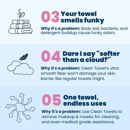 Clean Skin Club Clean Towels XL, Biodegradable Dermatologist Approved CLEAN SKIN CLUBBuy Supplements Australia