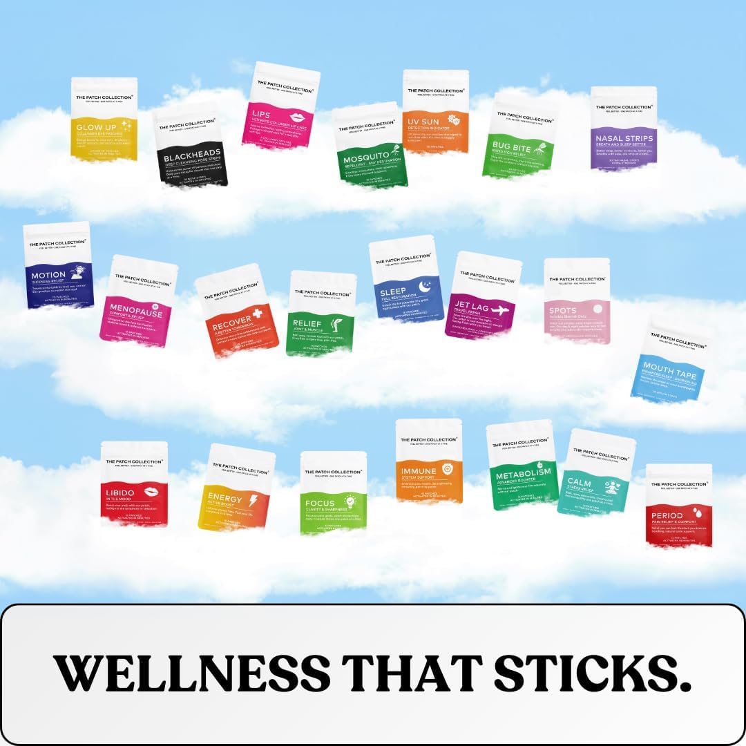 The Patch Collection® - Jet Lag Patch for Day & Night Time Zone Changes | Melatonin, Valerian Root, Passion Flower, Magnesium, Vitamin B1, B2, B3, Turmeric | 100% Natural & Vegan (Pack of 4) The Patch CollectionBuy Supplements Australia