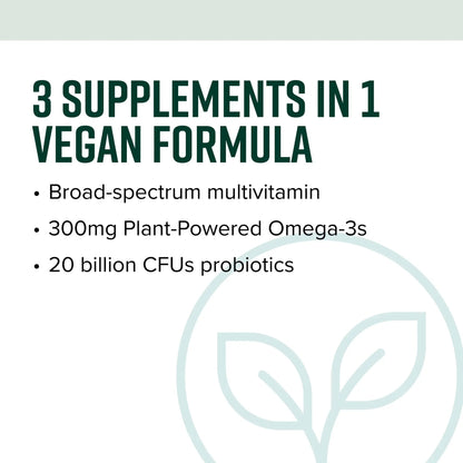 Vibrant Health, Trilogy Vegan, Probiotic Multivitamin with an Essential Blend of Omega-3 from Vegan Algal Oil, Vitamin A, B12, C, D3, E Vibrant Health