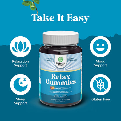 Pure Calm and Relaxing Magnesium Supplement - Magnesium for Stress Support & Rest Ease for Adults - High Absorption Mg Citrate Gummies with L Theanine & Ashwagandha for Muscle Cramps - 90 Count Natures CraftBuy Supplements Australia
