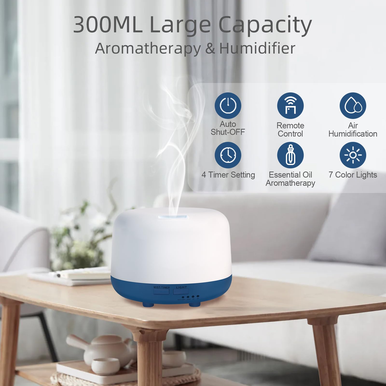 Marchred 300ML Essential Oil Diffuser with Remote Control, 7 LED Color Changing Light MarchredBuy Supplements Australia