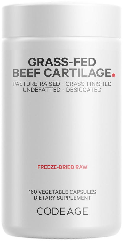 Codeage Grass Fed Beef Cartilage Supplement - Freeze Dried, Non-Defatted, Desiccated Beef Tracheal Bovine Cartilage & Liver Pills – Pasture Raised Argentina Beef Vitamins - Non-GMO -180 Capsules CodeageBuy Supplements Australia