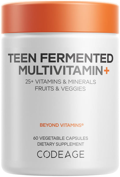 Codeage Teen Multivitamin Supplement – Daily Vitamins and Minerals for Teen Boys and Girls – Organic Whole Food Formula with Omega-3 and Vitamins A to K - 60 Capsules CodeageBuy Supplements Australia