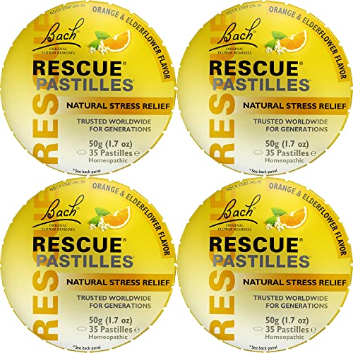 RESCUE Bach PASTILLES, Orange and Elderflower Flavor, Natural Stress RESCUEBuy Supplements Australia