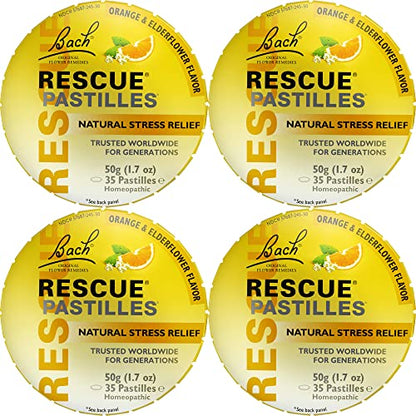 RESCUE Bach PASTILLES, Orange and Elderflower Flavor, Natural Stress RESCUEBuy Supplements Australia