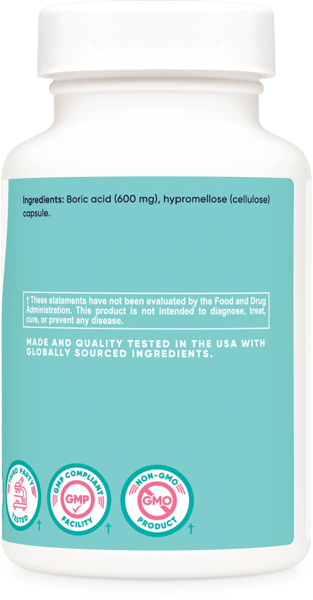 Nutricost Boric Acid 600mg, 30 Capsules - Vaginal Suppository - Non-GMO - for Women NutricostBuy Supplements Australia