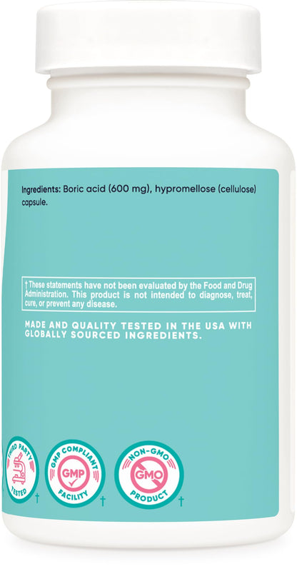 Nutricost Boric Acid 600mg, 30 Capsules - Vaginal Suppository - Non-GMO - for Women NutricostBuy Supplements Australia