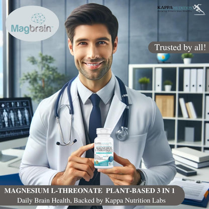 Kappa Nutrition Powered by Magbrain™ Magnesium L-Threonate Plant-Based, 150 Vegan Capsules, 420mg Elemental Magnesium (3 Capsules) from 2,253mg, Brain, Sleep & Muscle Support. KAPPA NUTRITIONBuy Supplements Australia