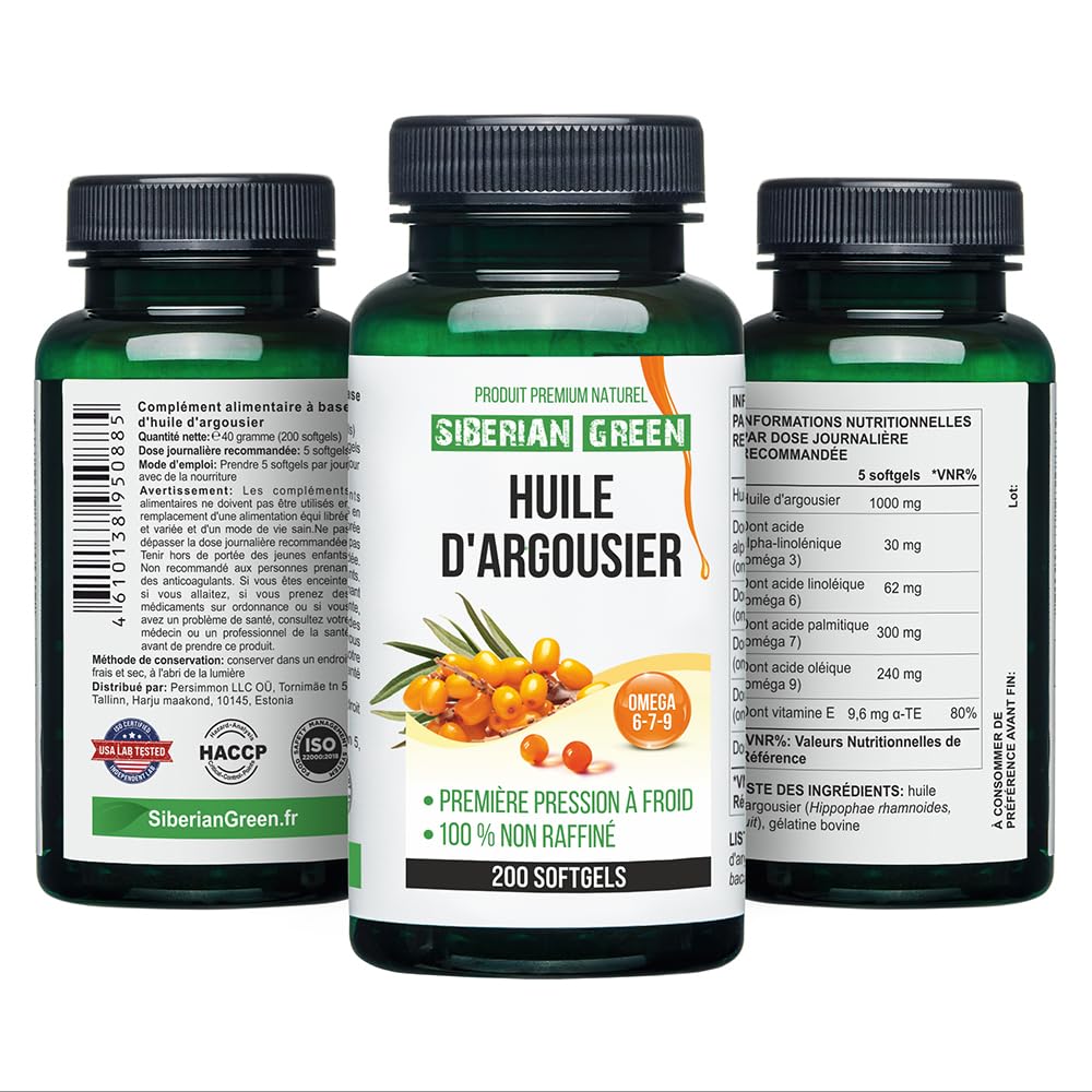 Siberian Sea Buckthorn Oil Capsules 200 Softgels | from Wild-harvested Siberian Sea Siberian GreenBuy Supplements Australia