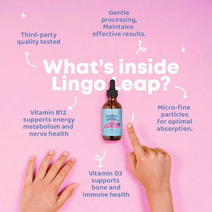 JoySpring LingoLeap – Liquid Kids Formula with Zeolite Clinoptilolite, Methylated B12 & Vitamin D3 | Gentle Daily Support for Kids’ Wellness