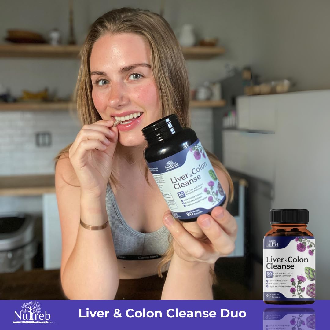 Liver Cleanse Detox & Repair with Colon Cleanse - Milk Thistle, Dandelion Root, Psyllium Husk Fiber NutrebBuy Supplements Australia