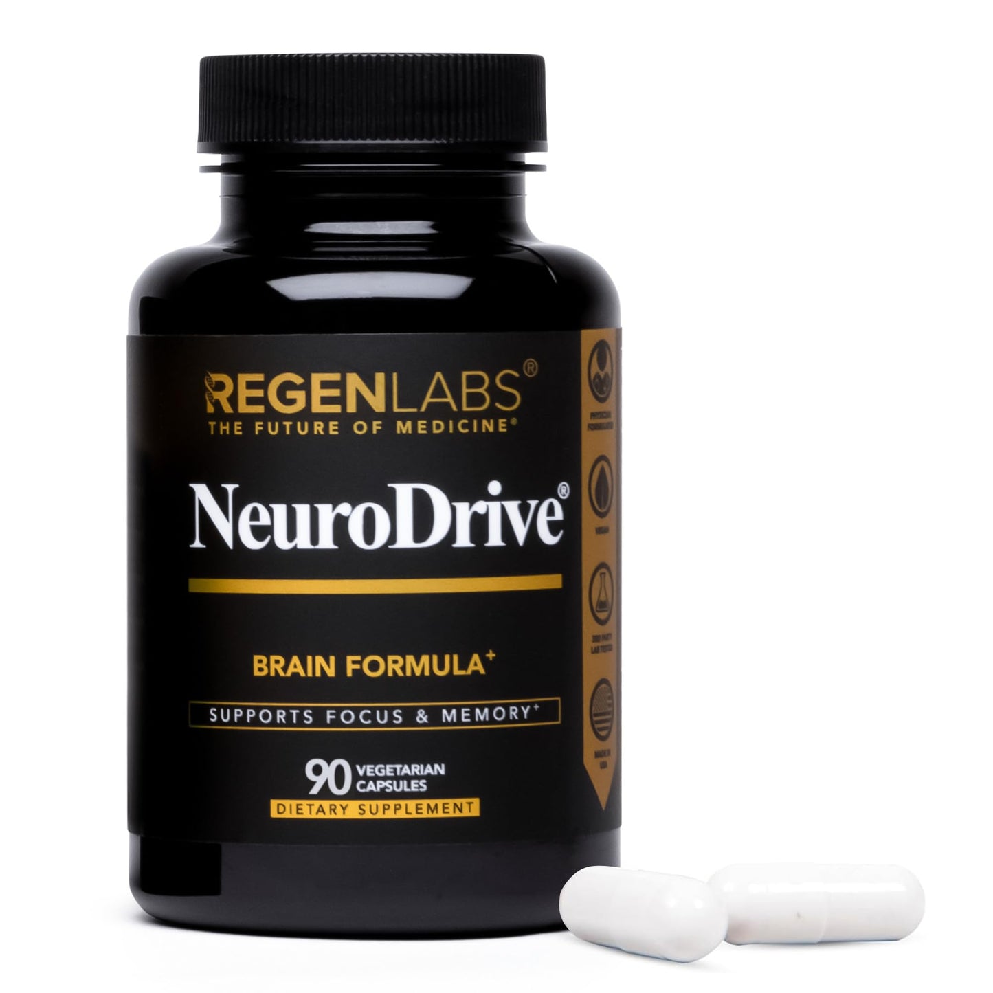 Regen Labs NeuroDrive Memory & Focus Supplement - Boost Brain Focus, Mental Health & Brain Fog | Natural Doctor Approved - Brain Nootropic, Phosphatidylserine, Centrophenoxine, Bacopa - 90 Capsules Regen LabsBuy Supplements Australia