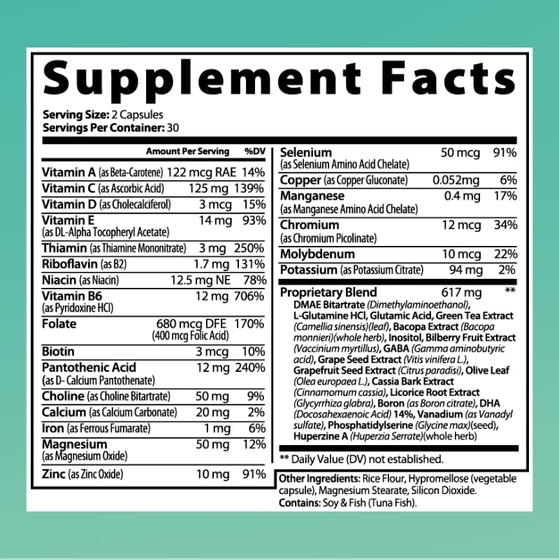 THINKWELL LABS Brain Supplements for Memory and Focus for Women and Men, Focus Supplement, Memory Supplement for Brain, Nootropic with Boron, Huperzine A, Phosphatidylserine (40-in-1, 60 Capsules) THINKWELL LABSBuy Supplements Australia