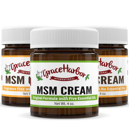 Grace Harbor MSM Cream – Variety 3 Pack – Daily Skin, Joint and Muscle Rub – Best Goat Milk Unscented Baby Lotion for Severly Dry Skin – Therapeutic Essential Oils and Fragrance Free – 4 oz Grace Harbor InternationalBuy Supplements Australia