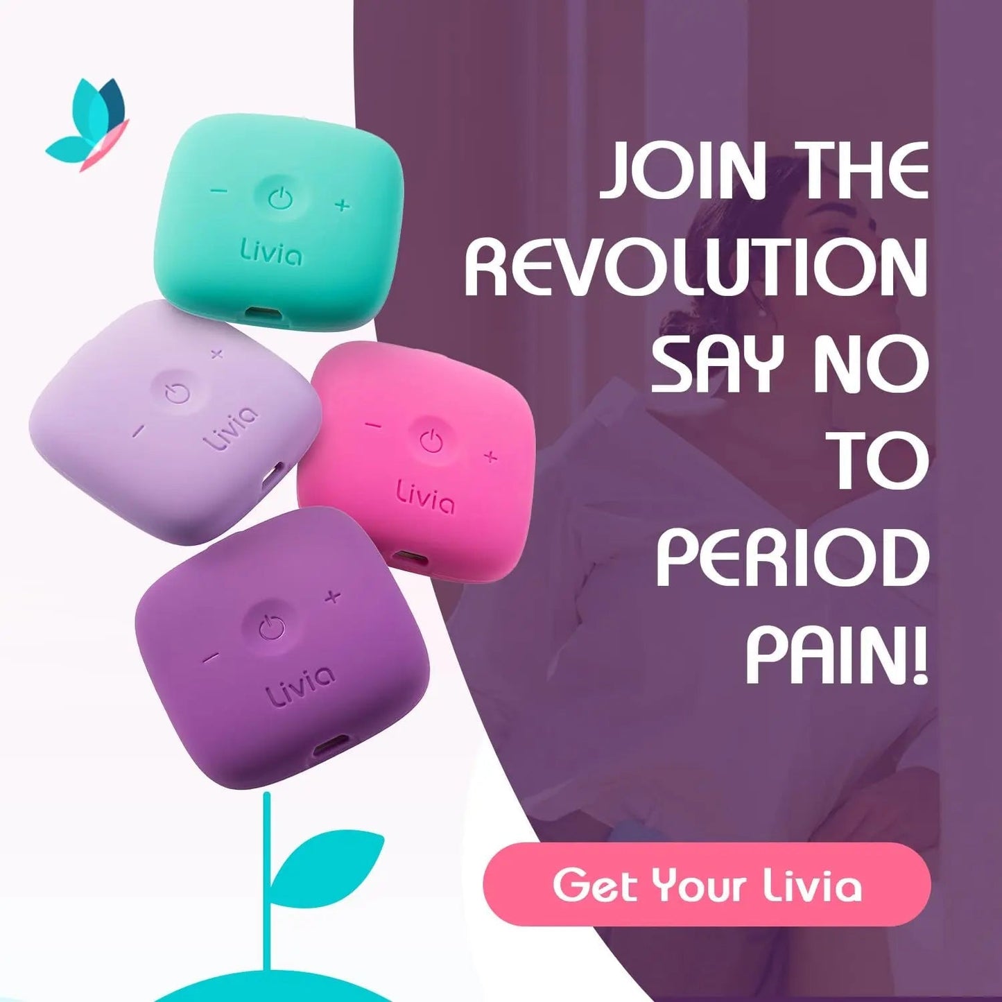 Livia Flower Pads | Electrodes Menstrual Pain Relief Device | Compact, Lightweight, Discreet | Skin-Friendly & Easy to Apply | 1 Set of Electrodes LiviaBuy Supplements Australia