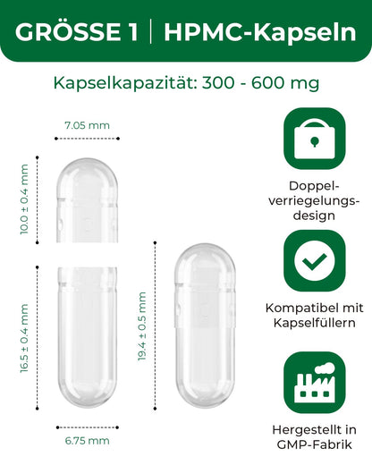 HPMC Empty Capsules Size 1-200 Clear Count Pill Capsules Empty - Plant-Based Cellulose | Vegetarian, Halal, Non-GMO | for DIY Supplement & Herbal Filling MéipaLienBuy Supplements Australia