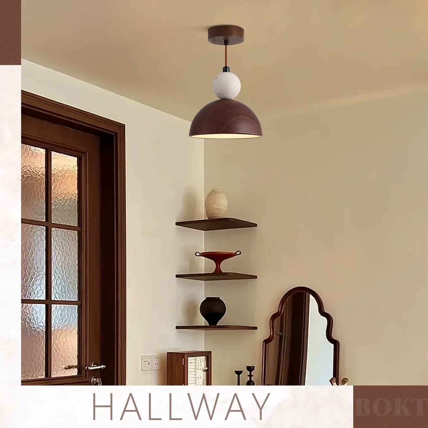 BOKT Wabi Sabi Pendant Light Nordic LED Ceiling Hanging Light Modern Natural Stone Pendant Light Adjustable Dimmable Walnut Mini Chandelier for Dining Room Living Room BOKTBuy Supplements Australia