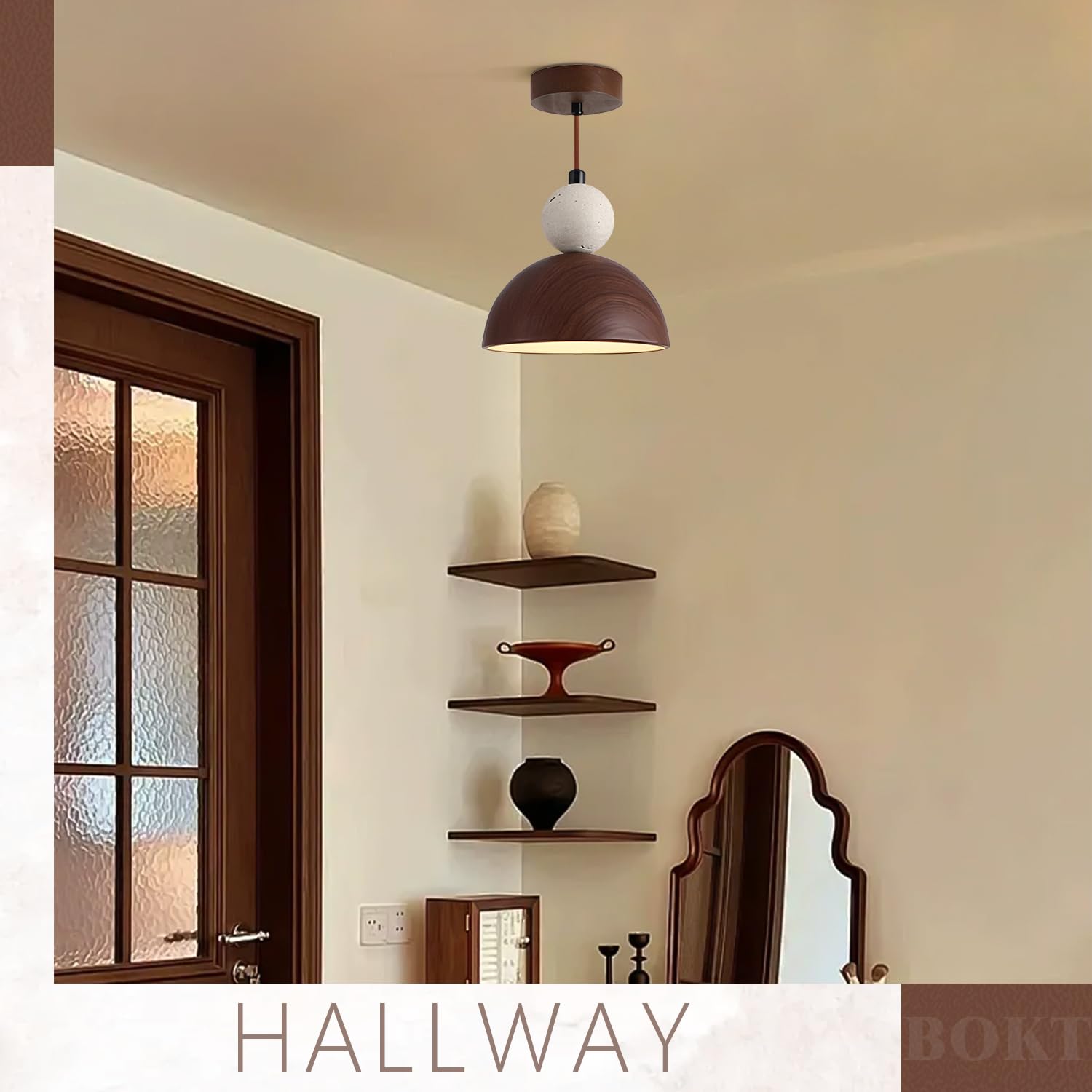 BOKT Wabi Sabi Pendant Light Nordic LED Ceiling Hanging Light Modern Natural Stone Pendant Light Adjustable Dimmable Walnut Mini Chandelier for Dining Room Living Room BOKTBuy Supplements Australia