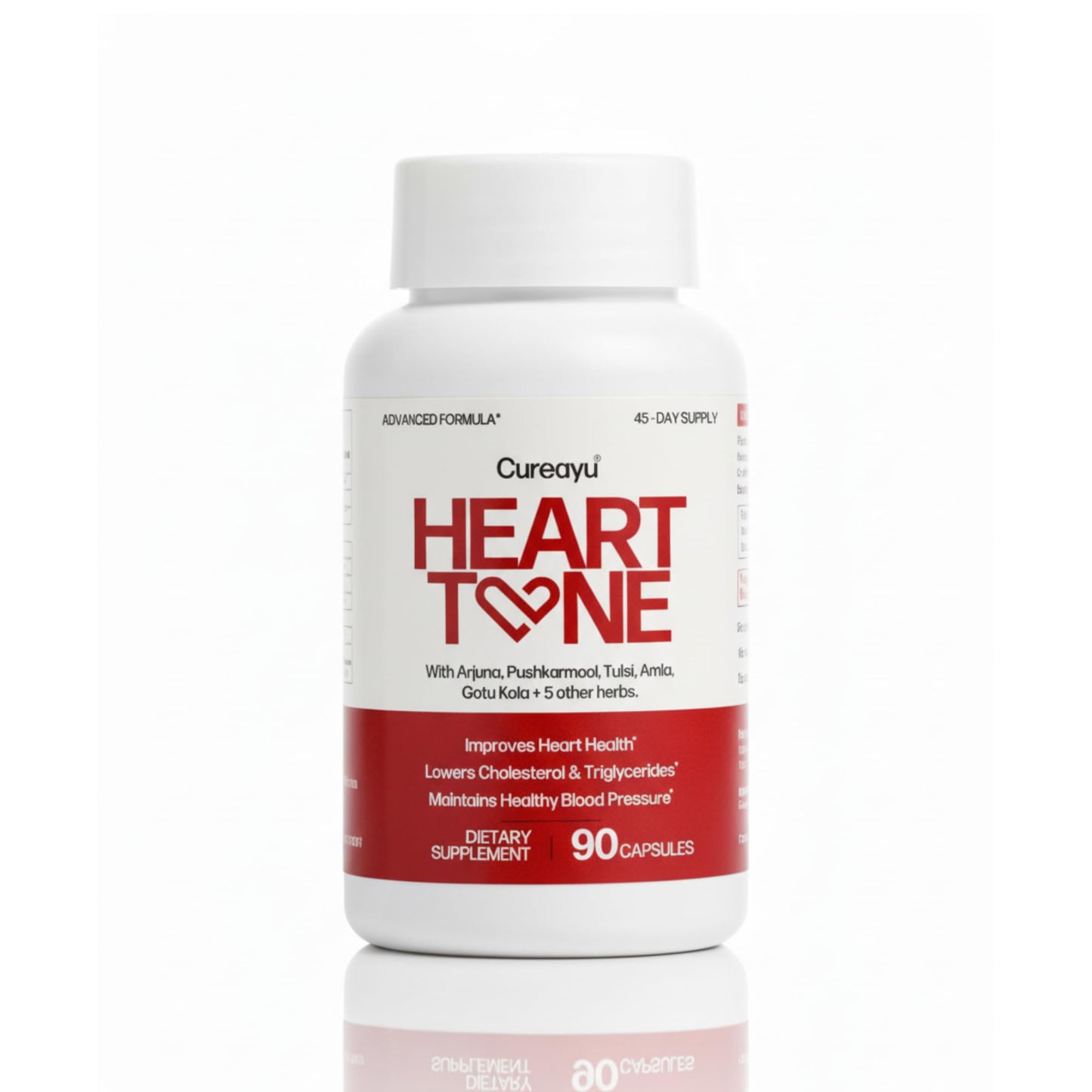 Cureayu Heart Tone Capsules | Natural Heart Health Supplement | Supports Healthy Cholesterol & Triglycerides Levels | with Arjuna, Pushkarmool + 8 Other Herbs | 90 Capsules CureayuBuy Supplements Australia