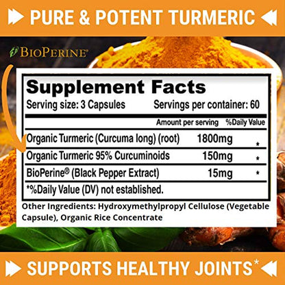Turmeric Curcumin with BioPerine 1950mg - Natural Joint & Healthy Inflammatory FRESH HEALTHCAREBuy Supplements Australia
