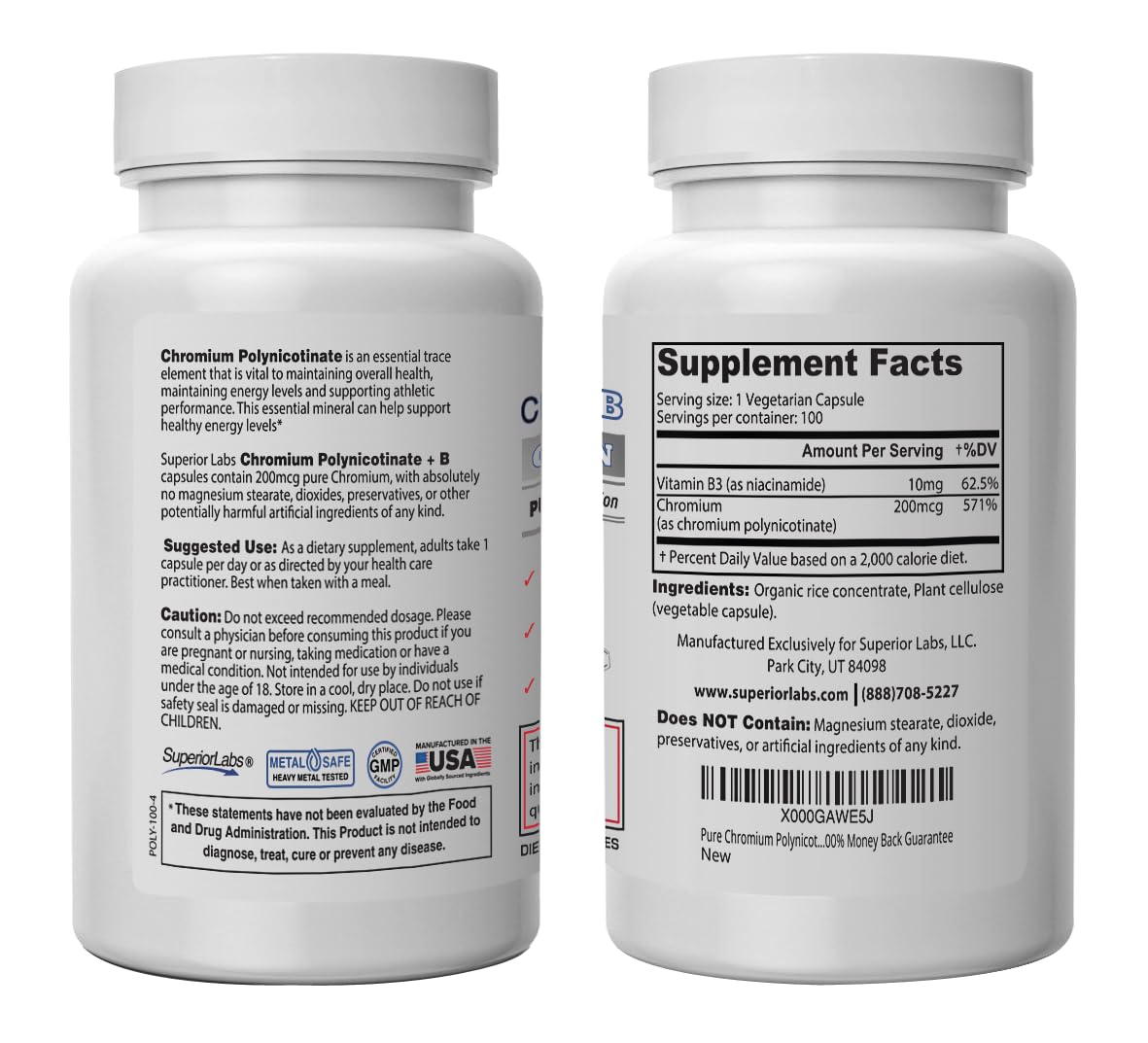 Pure Chromium Polynicotinate Supplement - Made in USA - 200mcg + Vitamin B3 for Optimal Superior LabsBuy Supplements Australia