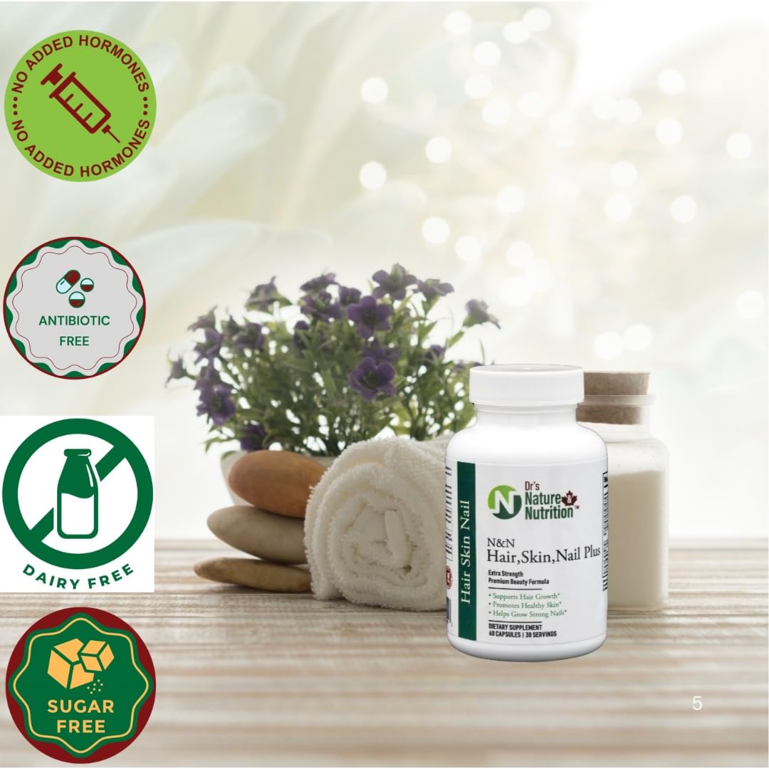 Dr's Nature & Nutrition Hair, Skin & Nail Plus Vitamin Supplement with Biotin 5000mcg, Bamboo Extract, Collagen Support - Extra Strength Beauty Supplement for Men and Women - 60 Capsules Dr's Nature & NutritionBuy Supplements Australia