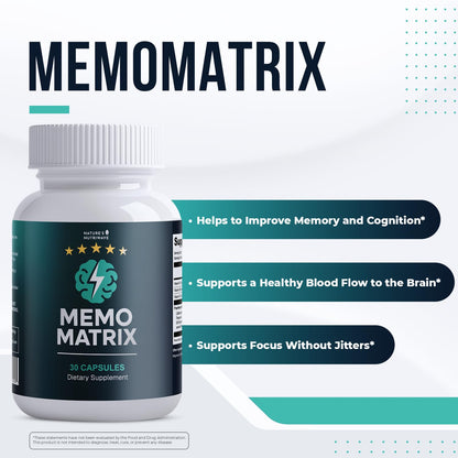 Nature’s NutriWave MemoMatrix – Daily Vitamin B1, B6, B12& Botanical Supplement with Bacopa, Rhodiola, Huperzia, L-Tyrosine & B-Vitamin Blend – Non-GMO Formula – 30 Capsules, 1 Month Supply Nature’s NutriWaveBuy Supplements Australia