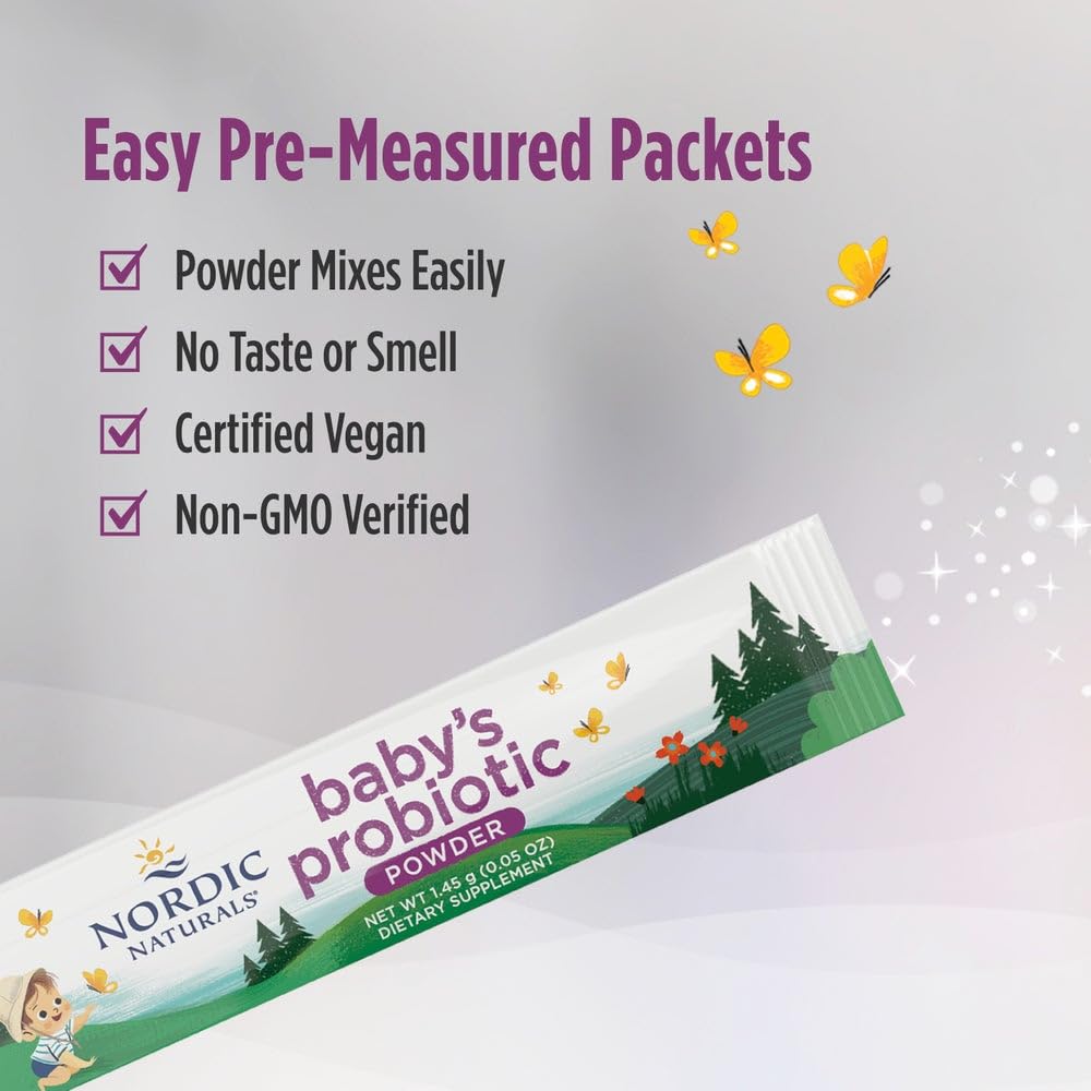 Nordic Naturals Baby’s Nordic Flora Probiotic Powder, Unflavored - 30 Packets - 4 Billion CFU - Digestive Health & Immune Support for Babies & Toddlers (6 Months to 3 Years) - 30 Servings Nordic NaturalsBuy Supplements Australia