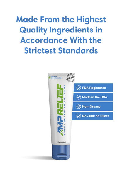 AMP RELIEF Cream - 4oz - All Natural Topical Pain Cream with Arnica, Boswellia, Eucalyptus and Menthol AMP RELIEFBuy Supplements Australia