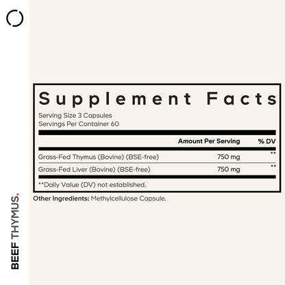 Codeage Grass Fed Beef Thymus Supplement Superfood, Freeze Dried, Non-Defatted, Desiccated Thymus & Liver Pills, Glandulars Meat, Pasture Raised Beef Vitamins, Non-GMO, 180 Capsules CodeageBuy Supplements Australia