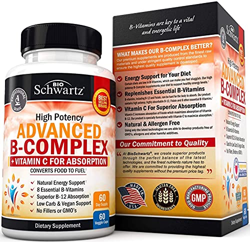 Vitamin B Complex with Vitamin C for Maximum Absorption - Methylcobalamin b12 BioSchwartzBuy Supplements Australia