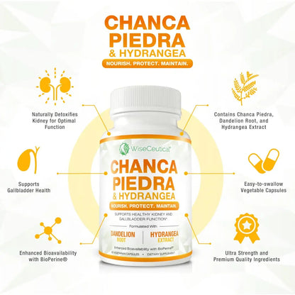Max Strength Chanca Piedra, Hydrangea & Dandelion Root - Natural Kidney & Gallbladder Formula - Stone Breaker, Flush Impurities, Cleanse Urinary Tract - Enhanced with BioPerine. 60 Veggie Capsules. WiseceuticalBuy Supplements Australia