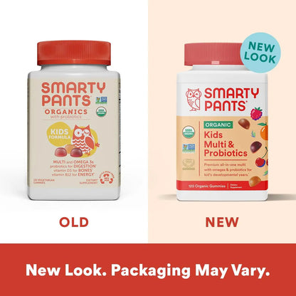 SmartyPants Toddler Multivitamin Gummies: Omega 3 Fish Oil (EPA/DHA), Vitamin D3, C, Vitamin B12, B6 & Organic Kids Multivitamin Gummies: Probiotics, Omega 3 (ALA), Vitamin D3, C, Vitamin B12 SmartyPantsBuy Supplements Australia