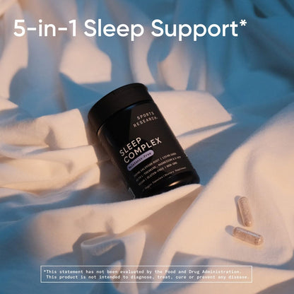 Sports Research® Sleep Complex- Melatonin-Free Vegan Capsules - with Valerian Root, GABA, L-Theanine, Magnesium & 5-HTP - 30 Servings Sports ResearchBuy Supplements Australia
