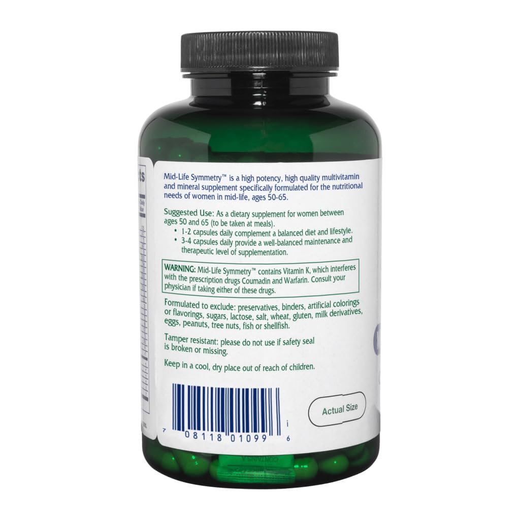 Vitanica - Mid-Life Symmetry, 50-65 High Potency Daily Multivitamin and Mineral, Vegan, 180 Capsules VitanicaBuy Supplements Australia