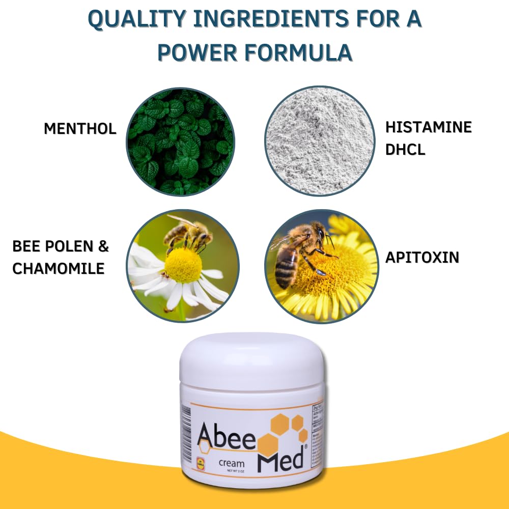 AbeeMed Cream Bee Venom Apitoxin for Aches - Menthol - Histamine DHCL - Bee Polen - Chamomile - Support for Neck and Backache - Supports Joint & Muscle Discomfort - Sprains, Bruises and Strains V2 ABEE MEDBuy Supplements Australia