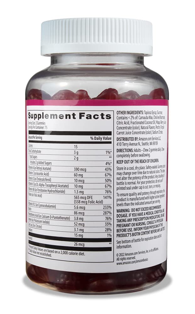 Amazon Basics Adult Multivitamin, 150 Gummies, 75-Day Supply, Mixed Berry Amazon BasicsBuy Supplements Australia