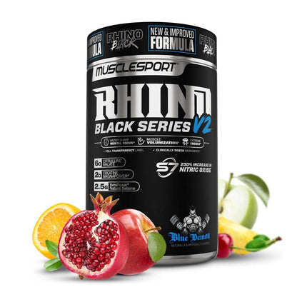 Rhino Black Pre Workout V2 - Preworkout Powder Supplement for Men & Women 