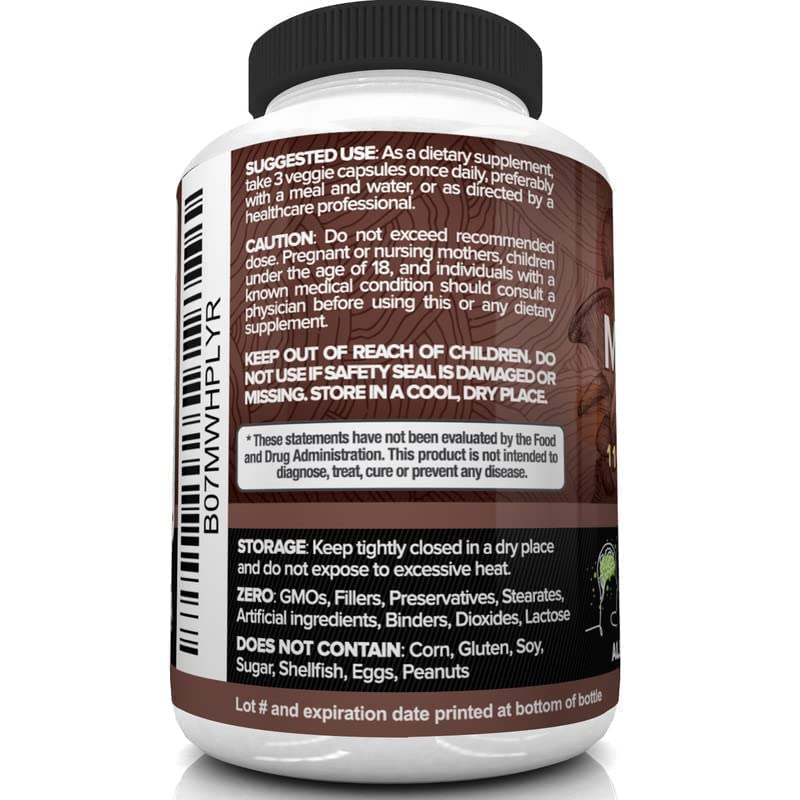 Nutrivein Mushroom Supplement - 2600mg - 90 Capsules - 11 Organic Mushrooms NutriveinBuy Supplements Australia