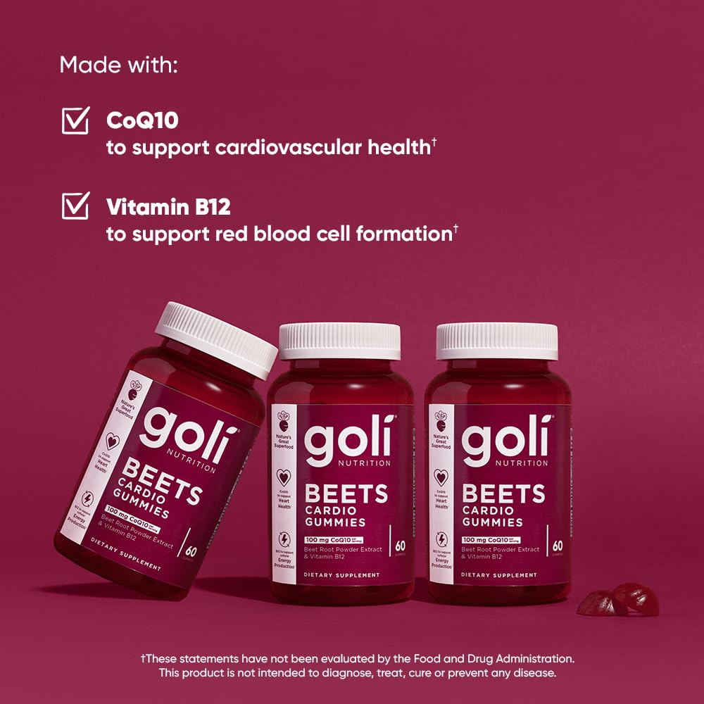 Goli Nutritional Supplement, Beets Cardio Gummy - 60 Count - CoQ10 & Beet Root Extract GoliBuy Supplements Australia